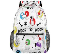 Drekrid Mochila escolar de viaje para mujeres y hombres - Cute Puppy Woof ligera para niños y niñas, mochila para laptop de 15.6 pulgadas para estudiantes universitarios, escuela secundaria