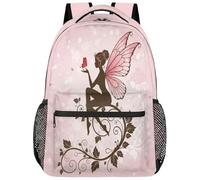 Drekrid Mochila escolar de viaje para mujeres y hombres, mochila ligera con diseño de mariposa de hadas para niños y niñas, para laptop de 15.6 pulgadas para estudiantes universitarios, escuela