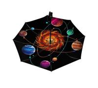 Drekrid Paraguas compactos resistentes al viento para la lluvia - Cosmic Galaxy Planet, paraguas portátil, ligero, automático, plegable, lindo paraguas pequeño con cierre automático para viajes, coche