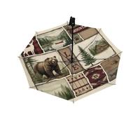 Drekrid Paraguas compactos resistentes al viento para la lluvia - Paraguas rústico de cabaña de lago, portátil, ligero, automático, plegable, bonito paraguas pequeño con cierre automático para viajes