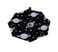 Drekrid Paraguas compactos resistentes al viento para lluvia - Planet Star Galaxy, paraguas portátil ligero y plegable automático - Bonito paraguas pequeño de apertura automática para viajes, coche