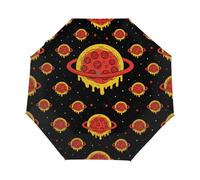 Drekrid Paraguas de viaje para lluvia - Pizza Planet resistente al viento, pequeño, compacto, automático, plegable, para niños y mujeres, bonito paraguas para viajes, coche, mochila