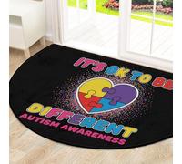 Drekrid Tapete grande de medio círculo, absorbente, suave, antideslizante, semicircular, para entrada, sensibilización sobre el autismo, tapete lavable para cocina, baño, dormitorio, 160 x 100 cm