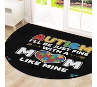 Drekrid Tapete grande de medio círculo, para concienciación sobre el autismo, lindo, absorbente, antideslizante, semicircular, lavable, para cocina, baño, dormitorio, 160 x 100 cm