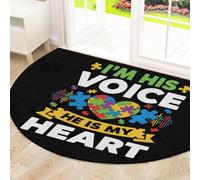 Drekrid Tapete grande de medio círculo para puerta - Alfombra de concienciación sobre el autismo con corazón, antideslizante, absorbente, semicircular, lavable, para cocina, baño, dormitorio, 160 x