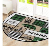 Drekrid Tapete grande de medio círculo para puerta, diseño de aventura comienza, absorbente, antideslizante, semicircular, lavable, para cocina, baño, dormitorio, 160 x 100 cm