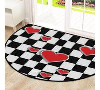 Drekrid Tapete grande de medio círculo para puerta, diseño de corazones rojos, absorbente, antideslizante, semicircular, lavable, para cocina, baño, dormitorio, 160 x 100 cm