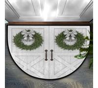 Drekrid Tapete semicircular para puerta - Coronas de Navidad para puertas de granero, absorbente, antideslizante, semicircular, lavable, para cocina, baño, dormitorio, 90 x 60 cm