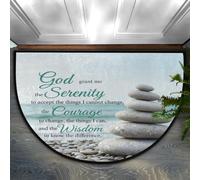 Drekrid Tapete semicircular para puerta, diseño de piedras zen costeras, absorbente, antideslizante, semicircular, lavable, para cocina, baño, dormitorio, 90 x 60 cm