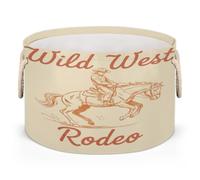 Drekrid Wild West Rodeo - Cesta organizadora redonda con asas, cesta de lavandería plegable para juguetes de niños, manta, dormitorio, sala de estar, decoración del hogar, cesta de regalo