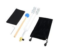 DRELD Horquilla de afinación ponderada de 64 Hz, afinador de aleación de aluminio con martillo de silicona, extensor de cristal, bolsa de terciopelo, paño de limpieza, llave Allen para piel, cabello,