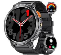 DREMAC Reloj Inteligente Hombre 1,85'' de Pantalla HD/Linterna LED/Batería de 730mAh, Smartwatch con más de 120 Modos Deportivos, Monitor de Frecuencia Cardíaca y Sueño 24/7 para Android iOS (2 Correa