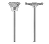 Dremel 447 - Juego de 2 cepillos de acero al carbono ideales para eliminar el óxido y la corrosión en metales ferrosos blandos