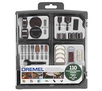 Dremel 709-02 Kit de accesorios de herramientas rotativas multiusos de 110 piezas, incluye una broca de tallar, tambores de lijado, piedras de molienda, discos de corte y una caja de almacenamiento