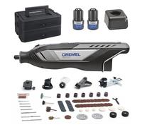 Dremel 8250 Herramienta rotativa sin cable 12V sin escobillas 5.000-30.000 RPM Kit con caja Dremel, 65 accesorios, 5 adaptadores 2 batería+cargador para amolar, taladrar, fresar, eliminar lechada