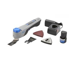 Dremel Blueprint Herramienta 12V Oscilante Multifunción Sin Escobillas con Selector de Aplicación y Velocidad Variable (con hoja de corte y raspado, 6 lijas, almohadilla de lijado, cargador+batería)