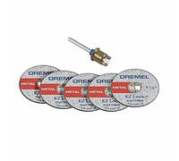 Dremel EZ406-02, EZ - Kit de inicio de bloqueo, diámetro de rueda de 38,1 mm, 5 ruedas de corte reforzadas con fibra de vidrio y mandril EZ402 incluidos, accesorios de disco de corte de herramienta