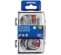 Dremel EZ728-01 EZ Lock - Juego de accesorios para herramientas rotativas, discos de corte para plástico, metal y cortes finos, 11 piezas