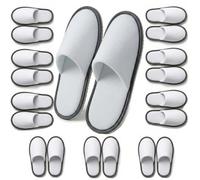 DremFreo Pantuflas Invitados Zapatillas Desechables Blanco Borde Marrón/Gris Talla Única 38-44 Ideal Hogar Hotel Spa Viajes y Avión Pack 5/10 Pares Zapatillas Estar Casa (10 Pares Borde Gris)
