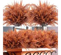 Dremisland 12 Piezas Planta Artificial de Otoño 40cm Rojo Helecho Boston de Falso Arbusto Verdes Plantas de Plástico Resistente UV Rama para Jardinera Patio Boda Jarrones Hogar Jardín Granja