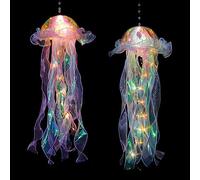 Dremisland 2 Piezas Lámpara De Medusas Flotantes Colgante Azul Y Púrpura, Lámpara De Medusa Portátil Recargable Con LED, Luz De Ambiente Para Cumpleaños, Niñas