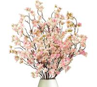 Dremisland 4 Piezas Ramas de Cerezo Artificiales - Flores de Durazno Rosa 100cm - Plantas Florales de Seda Para Primavera - Tallos Largos Para Boda, Fiesta, Hogar, Jarrón, Mesa, Balcón