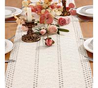 Dremisland Camino de Mesa de Algodón 30 x 180 cm Blanco Tapete Mesa Comedor Lavable Bohemio Mantel Centro de Algodón Centro de Mesa Decorativo Macramé para Navidad Bodas Fiestas Cocina Comedor
