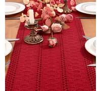Dremisland Camino de Mesa de Algodón 30 x 240 cm Rojo Tapete Mesa Comedor Lavable Bohemio Mantel Centro de Algodón Centro de Mesa Decorativo Macramé para Navidad Bodas Fiestas Cocina Comedor
