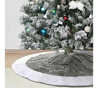 Dremisland Falda de árbol de Navidad de Lujo 90cm con Copo de Nieve Doble Capa Falda de árbol Suave Alfombrilla de árbol de Navidad para Decoración Navideña de Fiesta Casa (Gris y Blanc, 90cm)