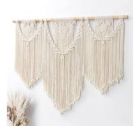 Dremisland Macramé Tapiz de Pared Grande Bohemio Colgante de pared Hoja Cuentas Madera Arte Cuerda de Algodón Decoración de Pared Cortina para Sala de Estar Apartamento Telón de Fondo,105X80cm