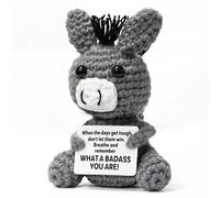 Dremisland Mini Burro Positiva Divertida Muñeca Animales Positiva de Punto Lindo Regalo Original y Divertido Regalos de Crochet Animales para Mujeres Amigos Regalos Decorativos