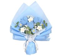 Dremisland Ramo de Flores de Punto de Ganchillo Tulipanes de Ganchillo Azules Tulipanes Falsos Tejido a Mano Ramo de Tulipán Tejido para Aniversario Día de La Madre Día de San Valentín