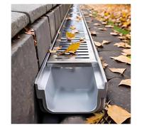 Drenaje de canal de plástico en forma de U con rejillas de acero inoxidable, drenaje de zanja resistente para gestión del agua al aire libre y mejora del flujo de tráfico