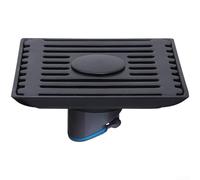 Drenaje de piso de acero inoxidable 304 con válvula magnética antiolor, drenaje de ducha de gran flujo para baño, filtro extraíble para trampa de cabello, diseño cuadrado moderno (negro)