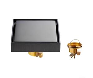 Drenaje de piso de acero inoxidable con núcleo de cobre para ducha de baño, válvula anti automática cuadrada gris, rejilla de residuos de flujo rápido de gran capacidad, accesorio de fontanería de
