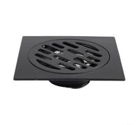 Drenaje de piso de acero inoxidable con válvula abatible de gravedad para ducha de baño, trampa anti agua pintada en negro con recogedor de pelo de doble capa y diseño de flujo rápido, tamaño cuadrado