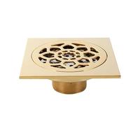 Drenaje de suelo dorado pulido de 10 cm, 1 pieza para baño, ducha, tina, sifón al aire libre, solución de gestión de residuos, diseño de aspas de ventilador