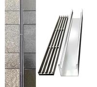 Drenaje de zanja de acero inoxidable con rejilla, 5,5 x 5 x 100 cm, sistema de drenaje desmontable para cubierta de piscina para uso en interiores y exteriores, ideal para patios, pasarelas, hormigón