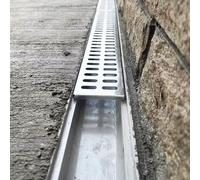 Drenaje de Zanja de Resina con Rejilla de Acero Inoxidable - Canal de Drenaje Exterior para Patio, jardín, acera, Pasarela - Cubierta de canaleta de Doble Fila para una gestión eficiente del