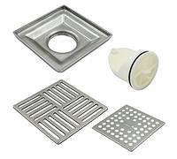 Drenaje del Piso Drenaje de Suelo Baño Ducha Rejilla Cuadrado de Acero Inoxidable Grueso Antiolor Desagüe de Piso con Tapa Extraíble para aseos, baños, cocinas, etc(100 x 100 mm, Plata)