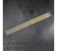 Drenaje Desagüe de ducha lineal con colador de pelo, desagüe de piso de ducha rectangular SUS304 con cubierta removible, escurridor de piso for cocina, baño, garaje y sótano, oro cepillado (tamaño: 40