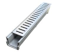 Drenaje lineal de 100 cm con cubierta de acero inoxidable ancha de resina para patios, lavados de coches, parques y estacionamientos (dimensiones: 100 x 16 x 15 cm)