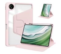 DRENGE Compatible con Huawei MatePad 11.5 2025 Funda con soporte Para lápiz Funda protectora giratoria de 360 grados Soporte Parte trasera transparente Activación/suspensión automática(Pink)