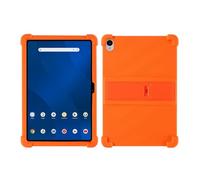 DRENGE Funda compatible con Onn 11" Core Android 16 Tablet modelo 2026, a prueba de golpes, ligera, de silicona suave, protectora ajustable con soporte Para niños(Orange)