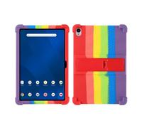 DRENGE Funda compatible con Onn 8.1" Core Android 16 Tablet modelo 2026, a prueba de golpes, ligera, de silicona suave, protectora ajustable con soporte Para niños(Rainbow)