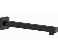 Drenky Brazo de Ducha Negro, Cuadrado 40 cm Extensión de Pared, Acero Inoxidable A2 V2A Para Alcachofas Fijas, Acabado Lacado Negro