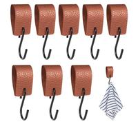 Drenky Ganchos en Forma de S con Anillas de Cuero - 8 Piezas Ganchos S de Cuero Resistente y Flexible Ideal para Organización del Hogar, Oficina y Talleres, Marrón Oscuro