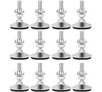 Drenky - Patas de nivelación para Muebles, pie Ajustable, Altura de Acero Inoxidable, 12 Piezas, M8 x 50 mm, Tornillo de Ajuste con Base de Goma Antideslizante y Tuerca en T