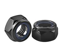 Drenky Tuercas hexagonales de bloqueo M4,25 piezas tuercas autoblocantes negras de acero inoxidable A2 V2A DIN 985 contratuerca estándar con anillo de nailon para tornillos, pernos y barras roscadas