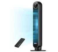 Dreo 20dB ventilador de pie silencioso, ventilador de torre con velocidad de 7,6 m/s, 4 velocidades, rotación de 90°, temporizador de 8 horas, pantalla LED y mando a distancia incluido. negro